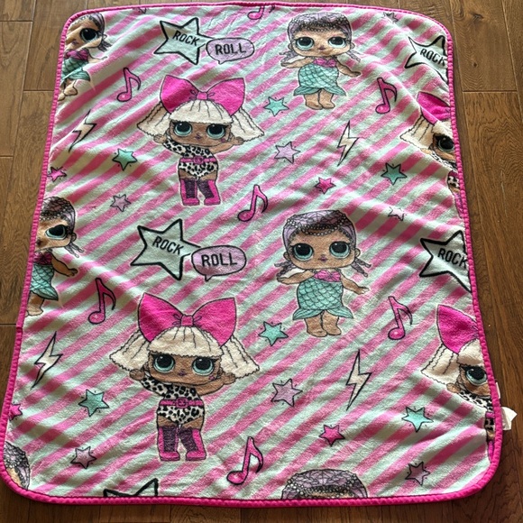 L.O.L. Surprise! Other - L.O.L. Surprise! Blanket with Pink and Green Stripes